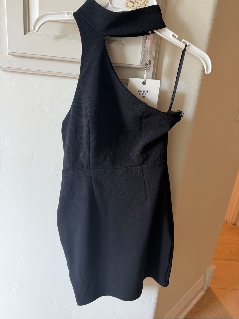 LF Black Asymmetrical One-Shoulder Dress